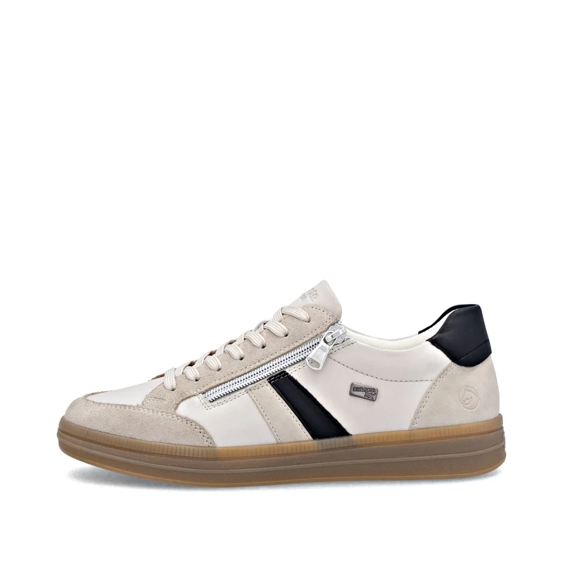 Remonte Damen Fashion Leder Sneakers | Beige / Schwarz