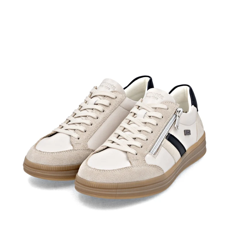 Remonte Damen Fashion Leder Sneakers | Beige / Schwarz