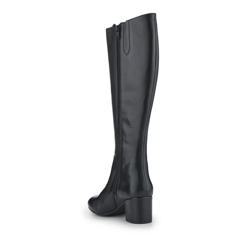 LouLou1 Large Calf Fit Leather Long Boots - LOULOU1L / 328 292 - Black Leather