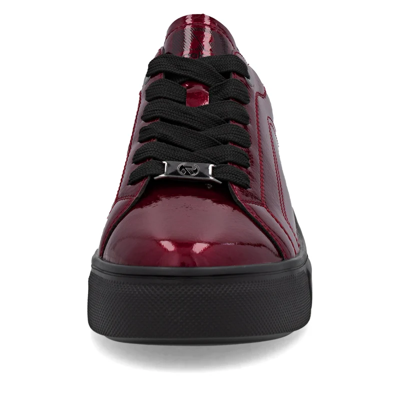 Rieker Damenmode Leder Lack Turnschuhe | Rot