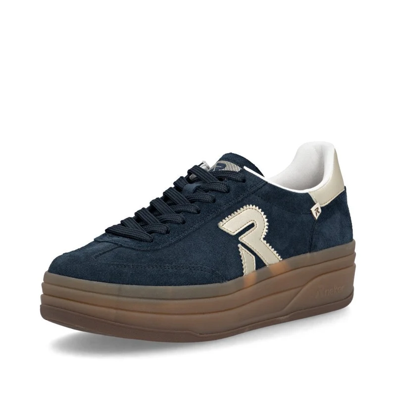 Rieker Damen Plateau-Sneaker aus Leder | Marineblau