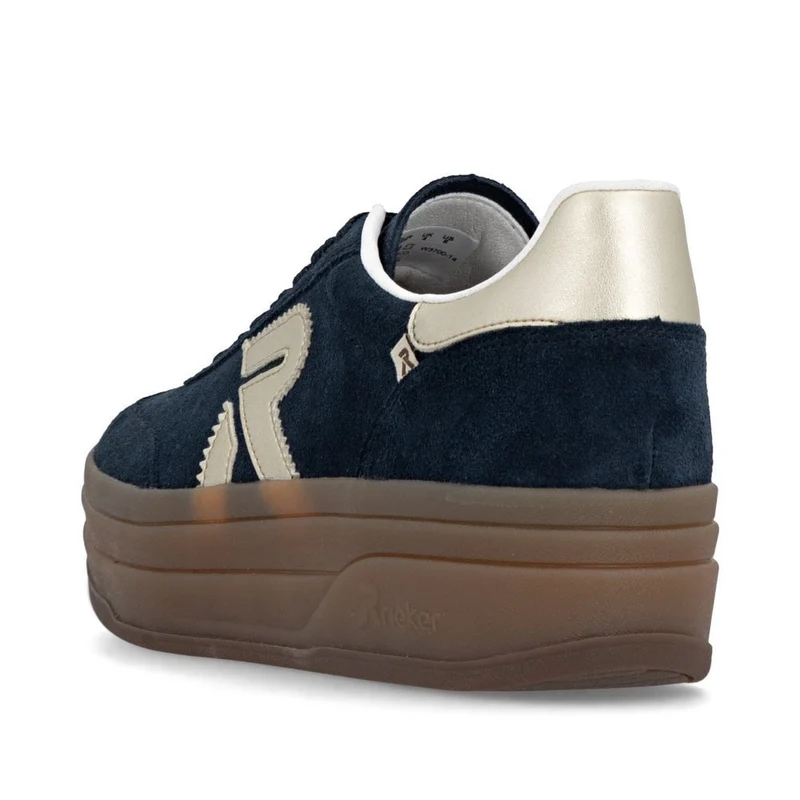 Rieker Damen Plateau-Sneaker aus Leder | Marineblau