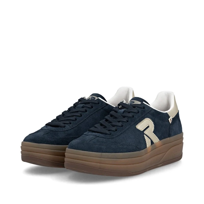 Rieker Damen Plateau-Sneaker aus Leder | Marineblau