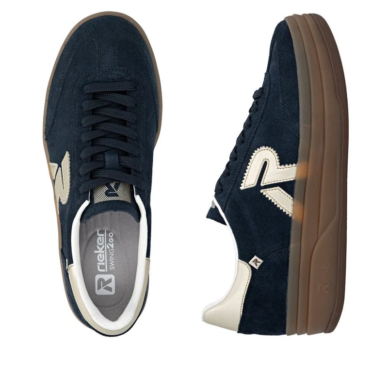 Rieker Damen Plateau-Sneaker aus Leder | Marineblau