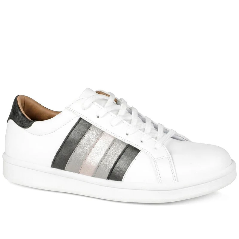 Casual Lace-Up Trainers - VSHI41000 / 326 853 - White-Silver