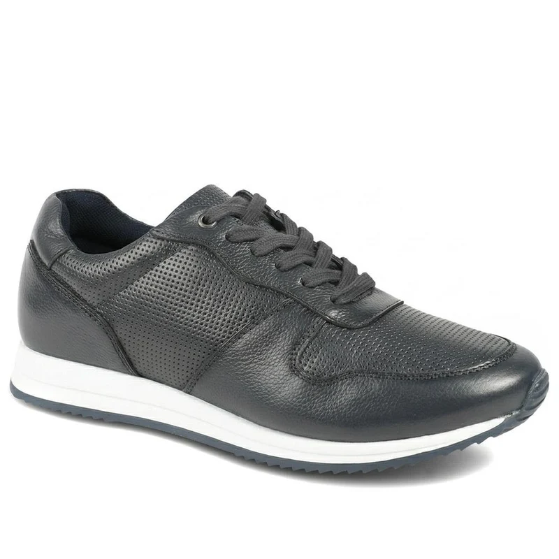 SanFrancisco Leather Lace Up Trainers - SANFRANCISCO / 329 323 - Navy Leather