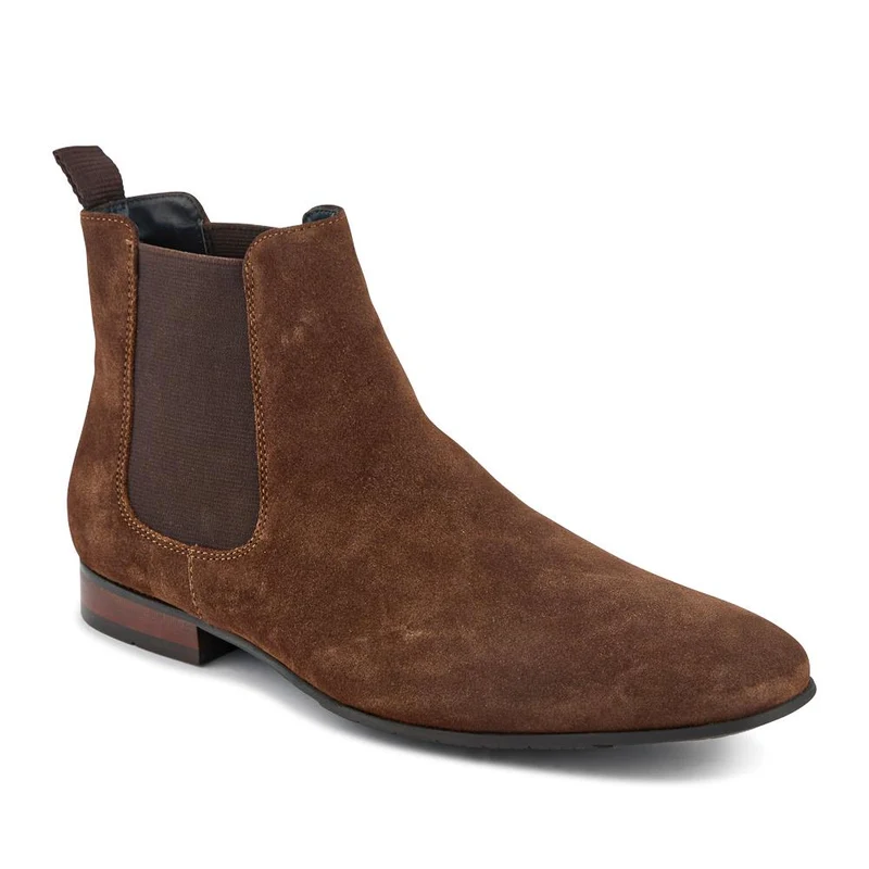 Leather Pointed-Toe Chelsea Boots - FAIRFORD / 328 630 - Brown Suede