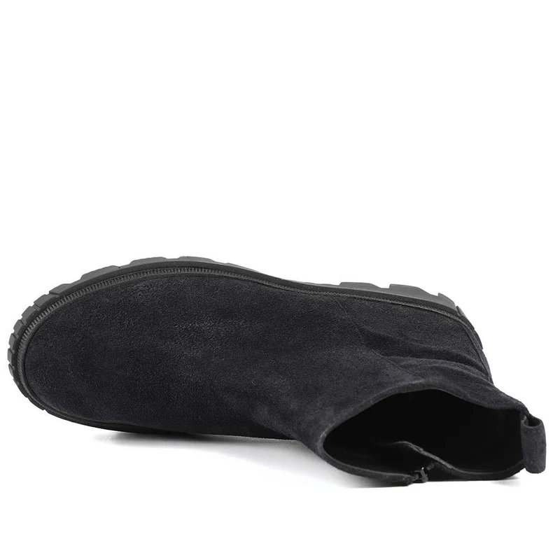 Gabor Chunky Leather Zip Up Ankle Boots - GAB42545 / 329 075 - Navy Suede