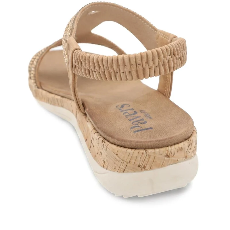 Wide Fit Elasticated Sandals - BAIZH43067 / 329 611 - Tan
