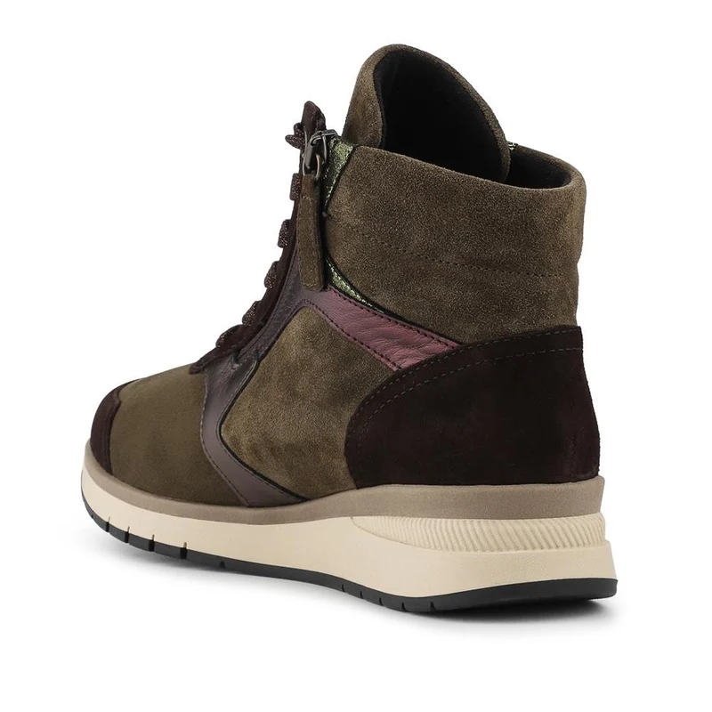Gabor Wide Fit Leather Zip Fasten Hi Top Trainers - GAB42530 / 328 945 - Khaki Multi