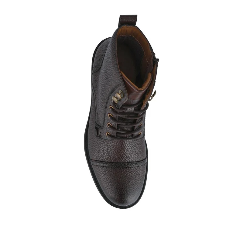 Davide Leather Wide-Fit Military Boots - DAVIDE / 328 077 - Brown Grain