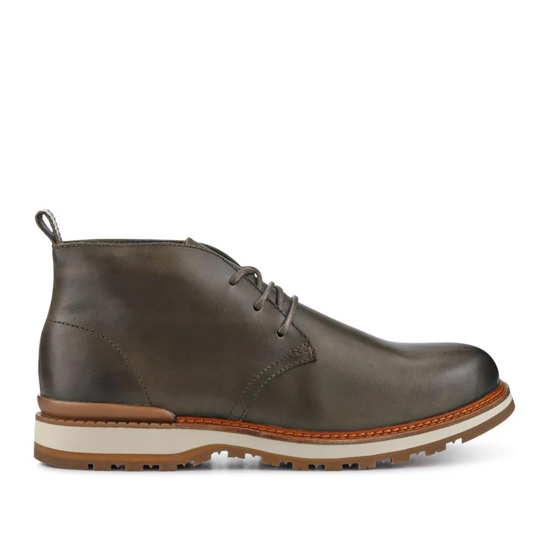 Darrel Grippy Leather Ankle Boots - DARRELL / 328 078 - Olive