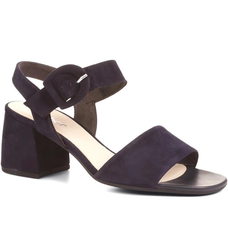 Suede Mid-High Block Heels - GAB35531 / 322 035 - Navy Suede