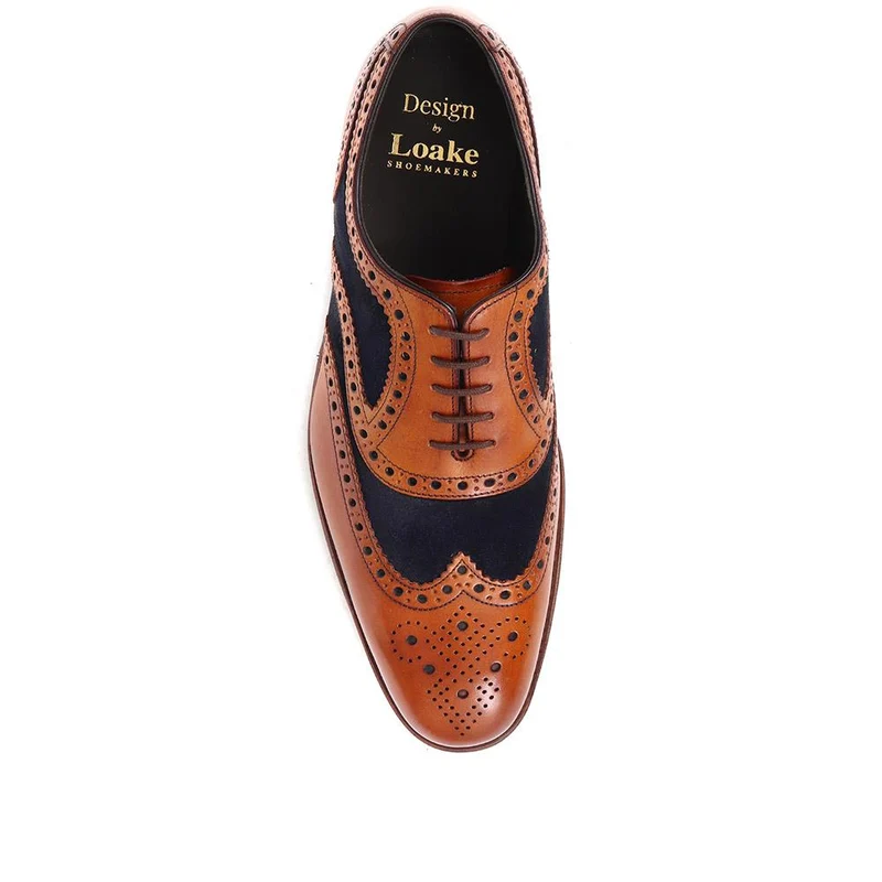 Kerridge Wide Fit Leather Oxford Brogues - LOA29507 / 316 966 - Tan-Navy