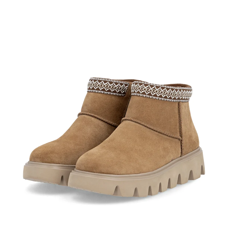 Rieker Lässiger Wildlederstiefel für Damen | Hellbraun