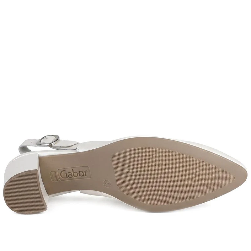 Gabor Buckle Fasten Heeled Court Shoes - GABC43512 / 330 410 - White