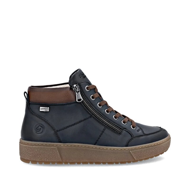 Remonte Damenmode Leder Extrabreite High Top Sneakers | Dunkelblau