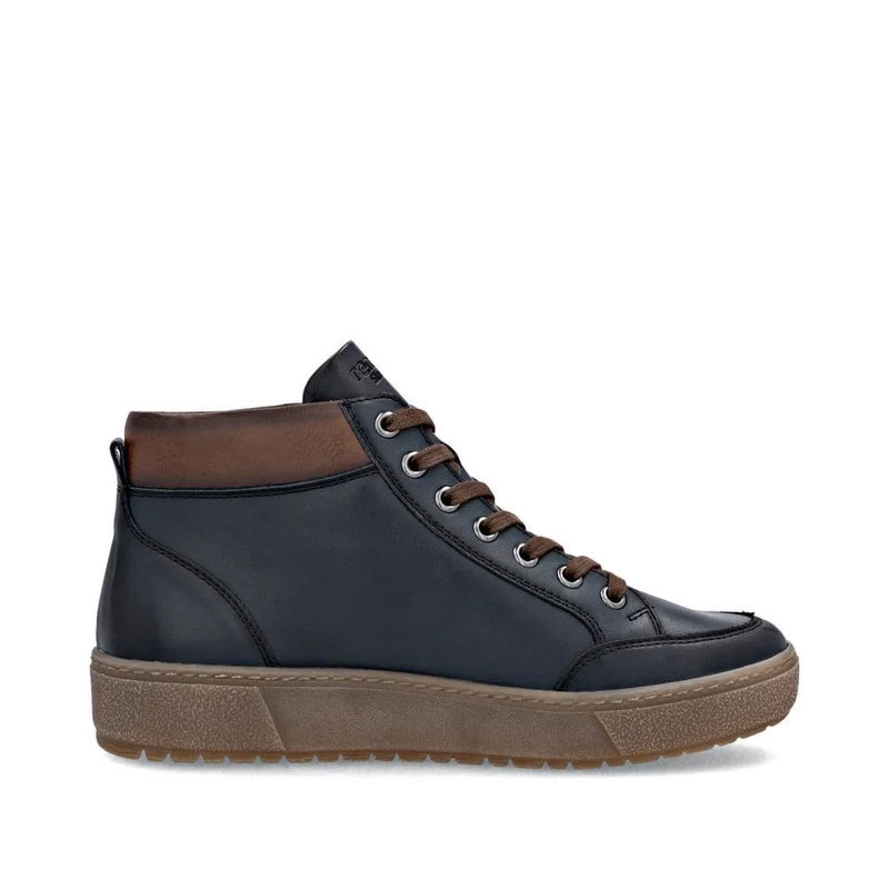 Remonte Damenmode Leder Extrabreite High Top Sneakers | Dunkelblau
