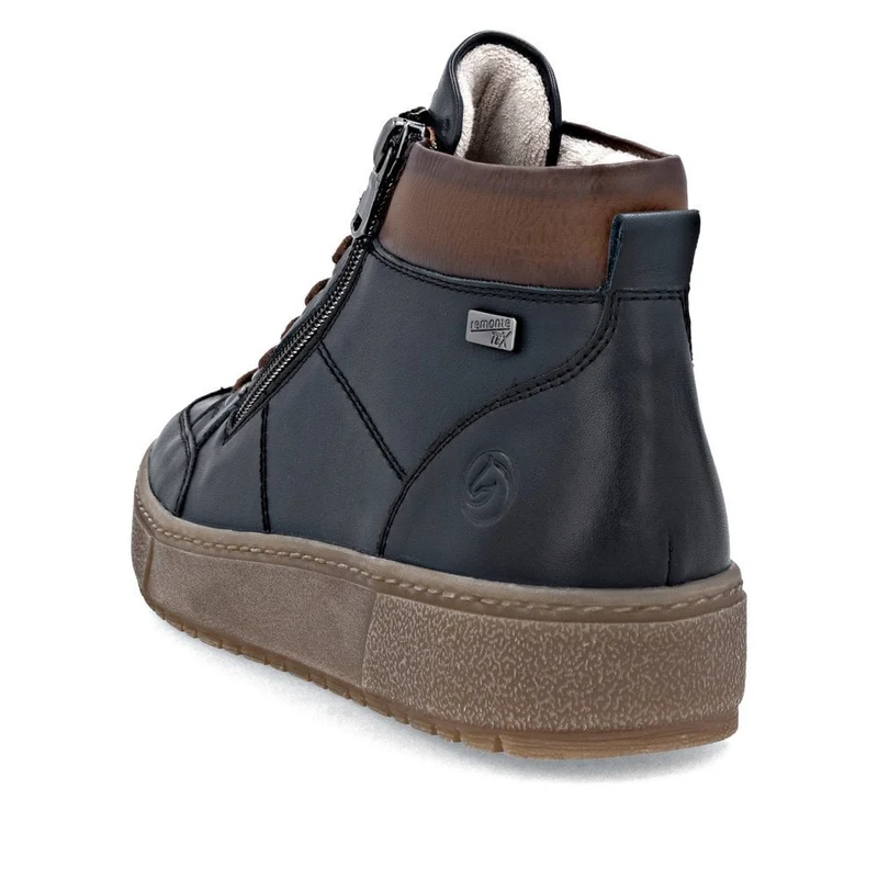 Remonte Damenmode Leder Extrabreite High Top Sneakers | Dunkelblau