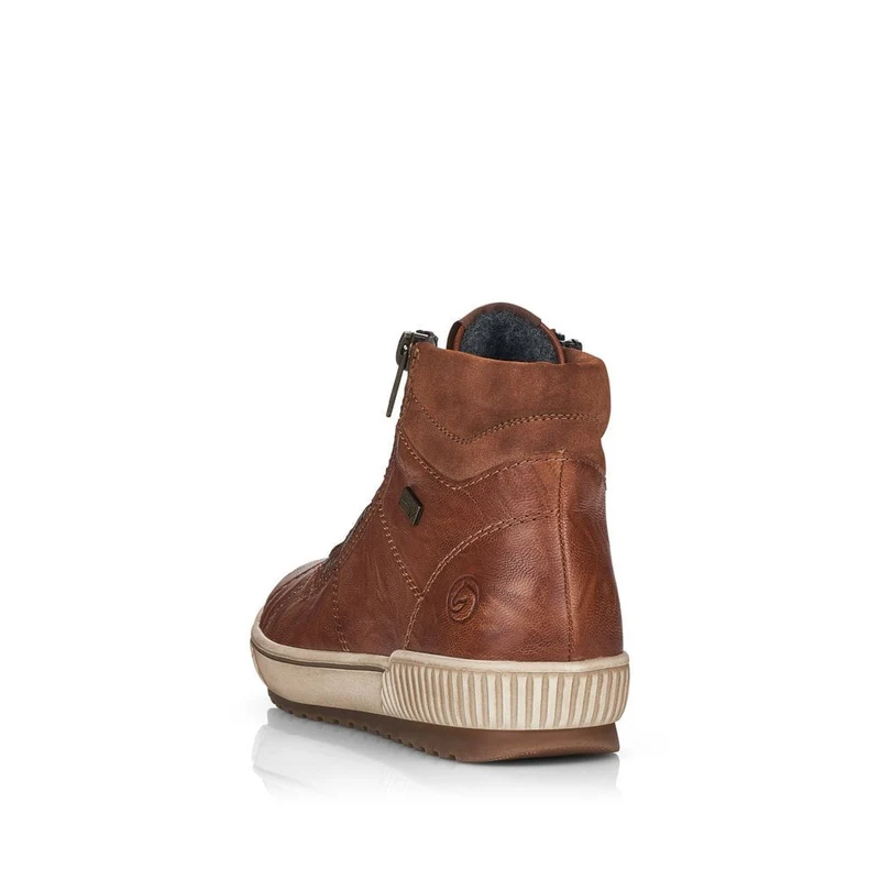 Remonte Damenmode Leder Hi Top Sneakers | Braun