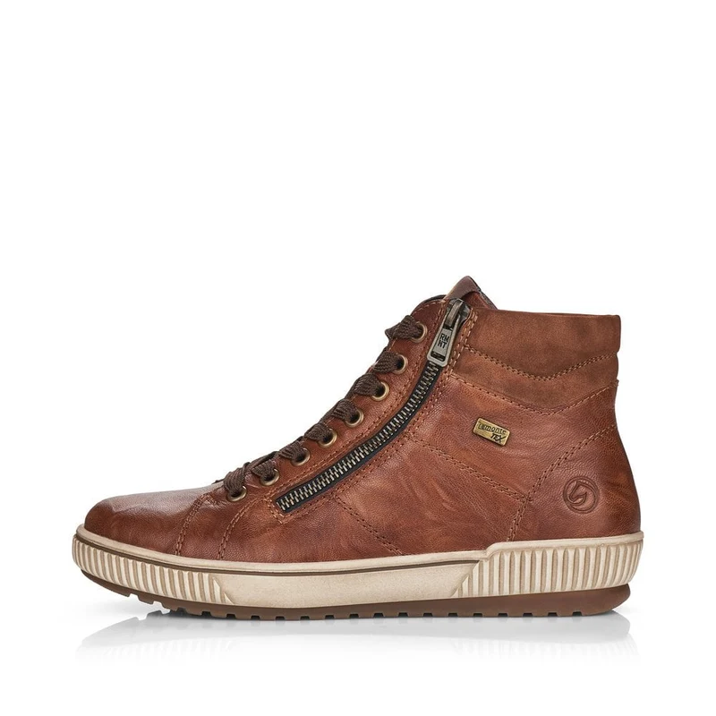 Remonte Damenmode Leder Hi Top Sneakers | Braun