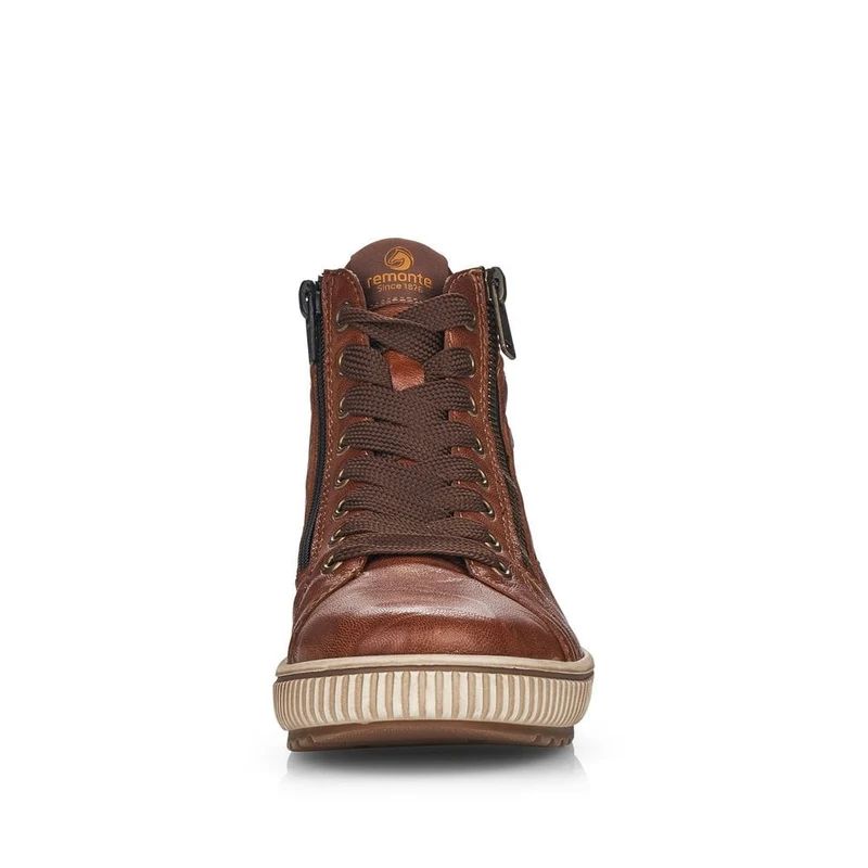 Remonte Damenmode Leder Hi Top Sneakers | Braun