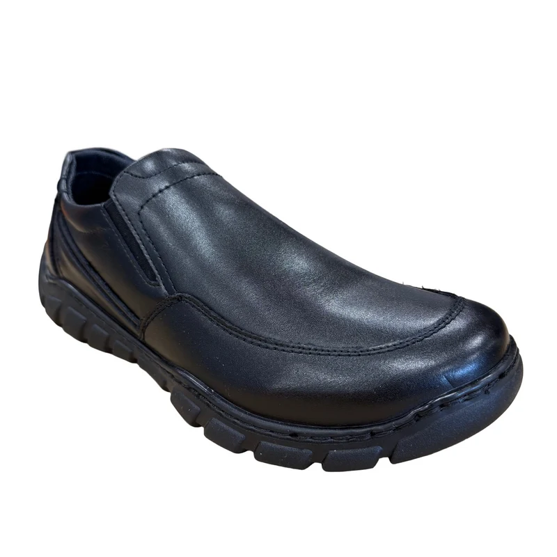 Teds Kinder Milford Slip-On Leder Schulschuh | Schwarz