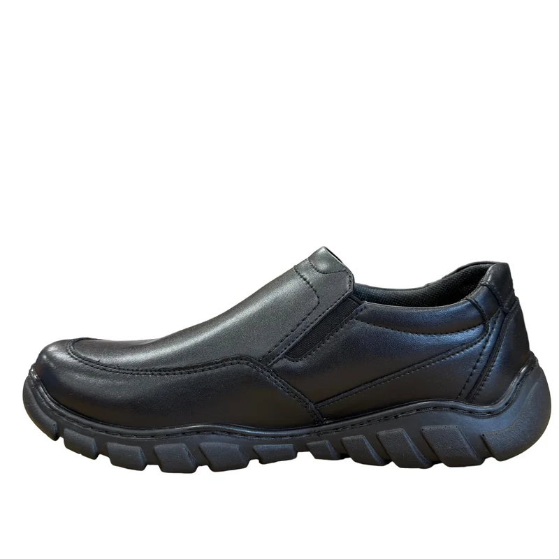 Teds Kinder Milford Slip-On Leder Schulschuh | Schwarz