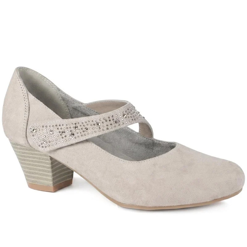 Wide fit Cone Heeled Mary Janes - PLAN40030 / 326 845 - Stone