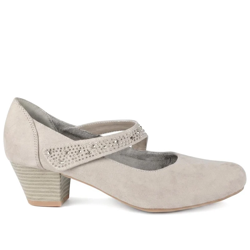Wide fit Cone Heeled Mary Janes - PLAN40030 / 326 845 - Stone