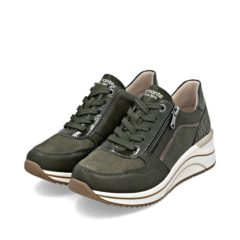 Remonte Damenmode Leder-Sneaker | Grün