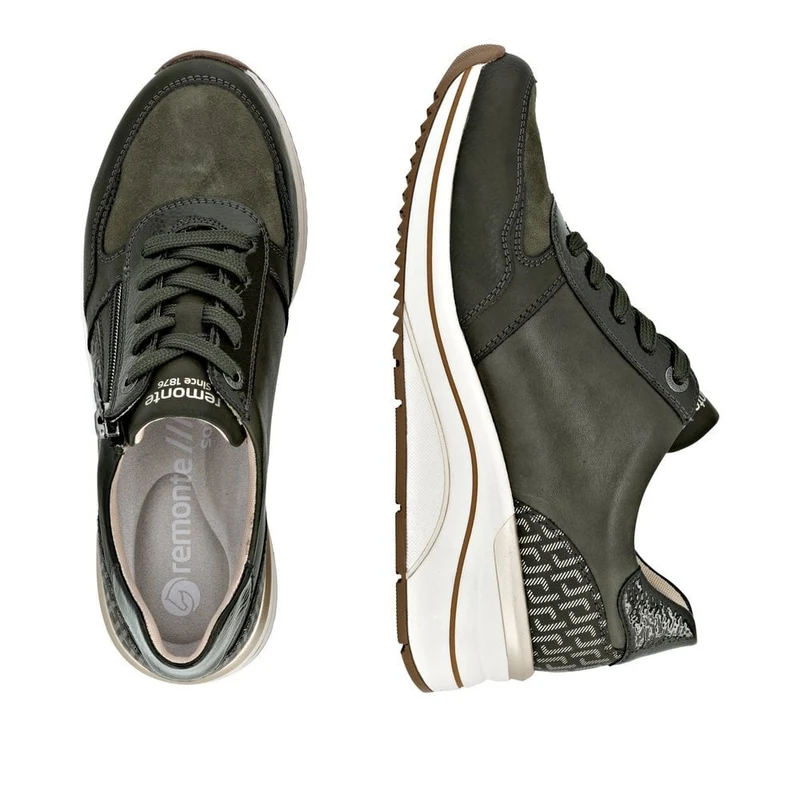 Remonte Damenmode Leder-Sneaker | Grün
