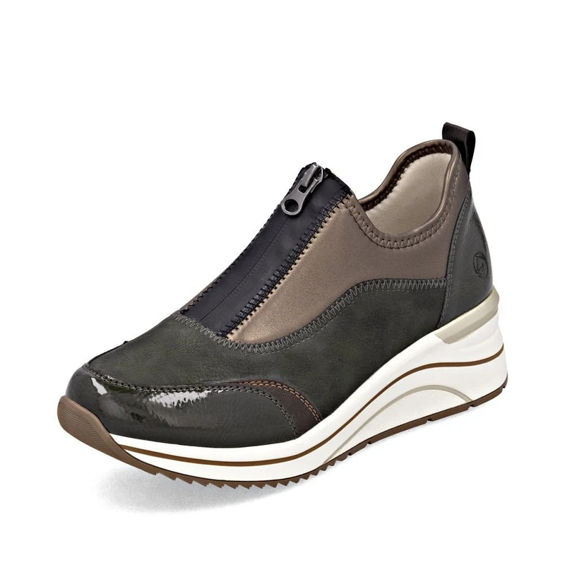Remonte Lässige Sneaker mit Reißverschluss vorne für Damen | Grün