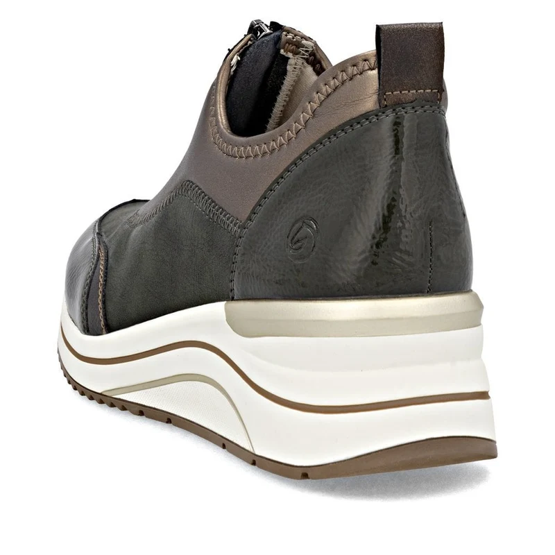 Remonte Lässige Sneaker mit Reißverschluss vorne für Damen | Grün