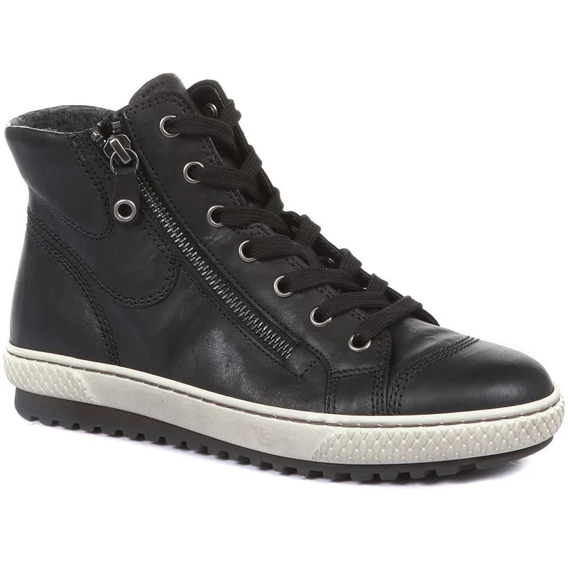 Bulner High Top Leather Trainers - GAB34515 / 320 630 - Black Leather