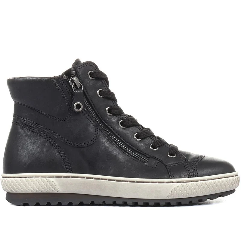 Bulner High Top Leather Trainers - GAB34515 / 320 630 - Black Leather
