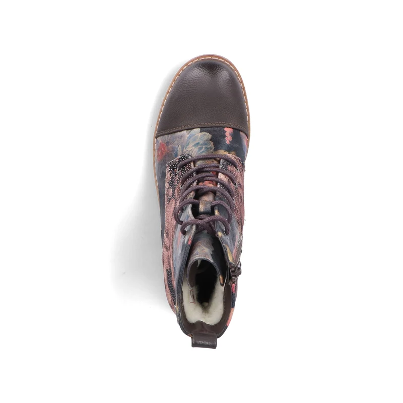 Rieker Damen Stiefelette mit Fleecefutter und Blumenmuster | Schwarz