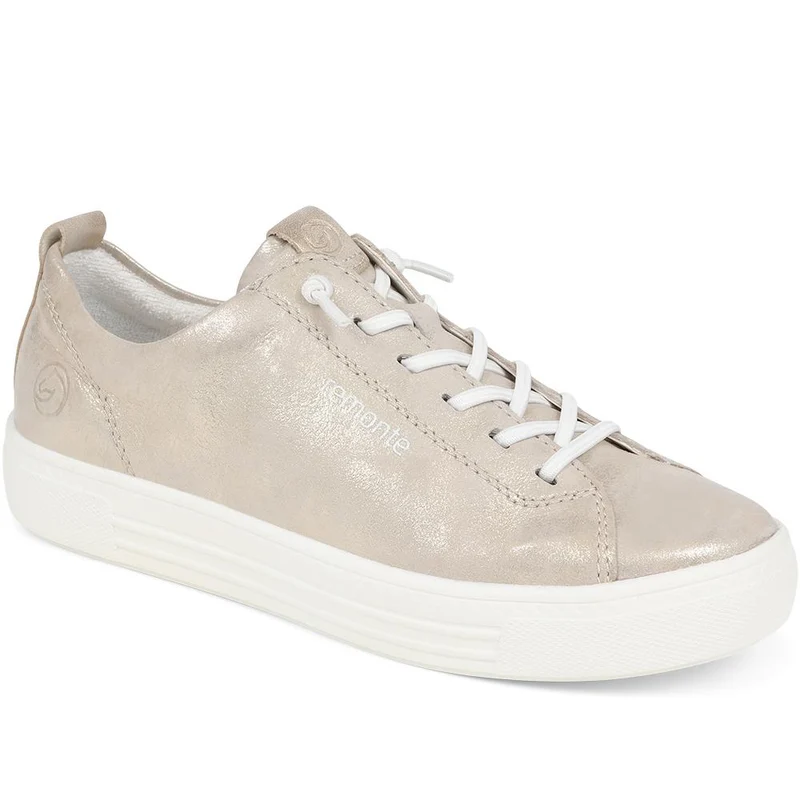 Lace-Up Leather Trainers - DRS39501 / 324 815 - Metallic
