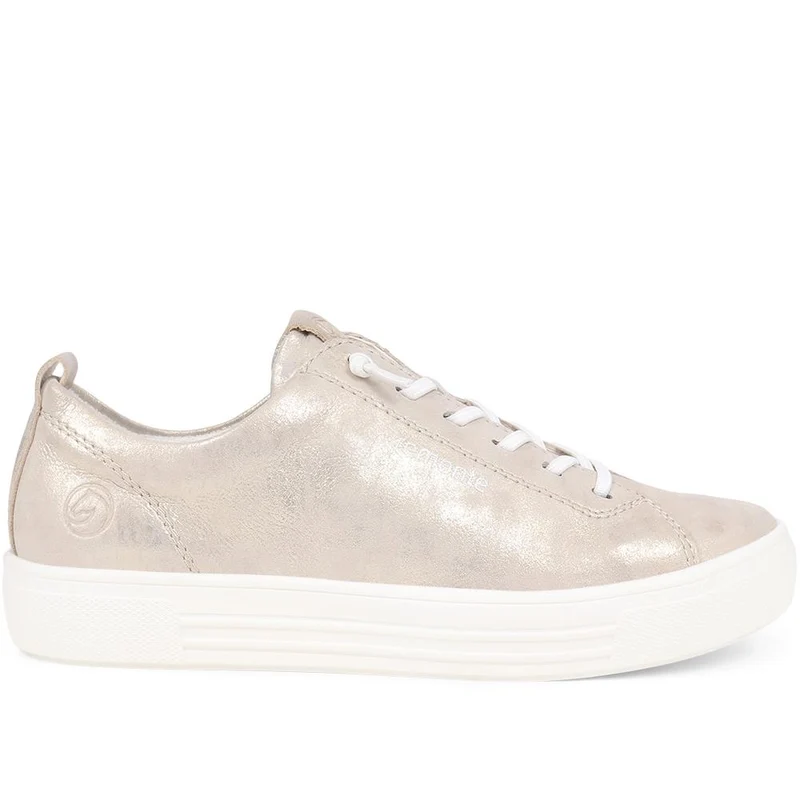 Lace-Up Leather Trainers - DRS39501 / 324 815 - Metallic