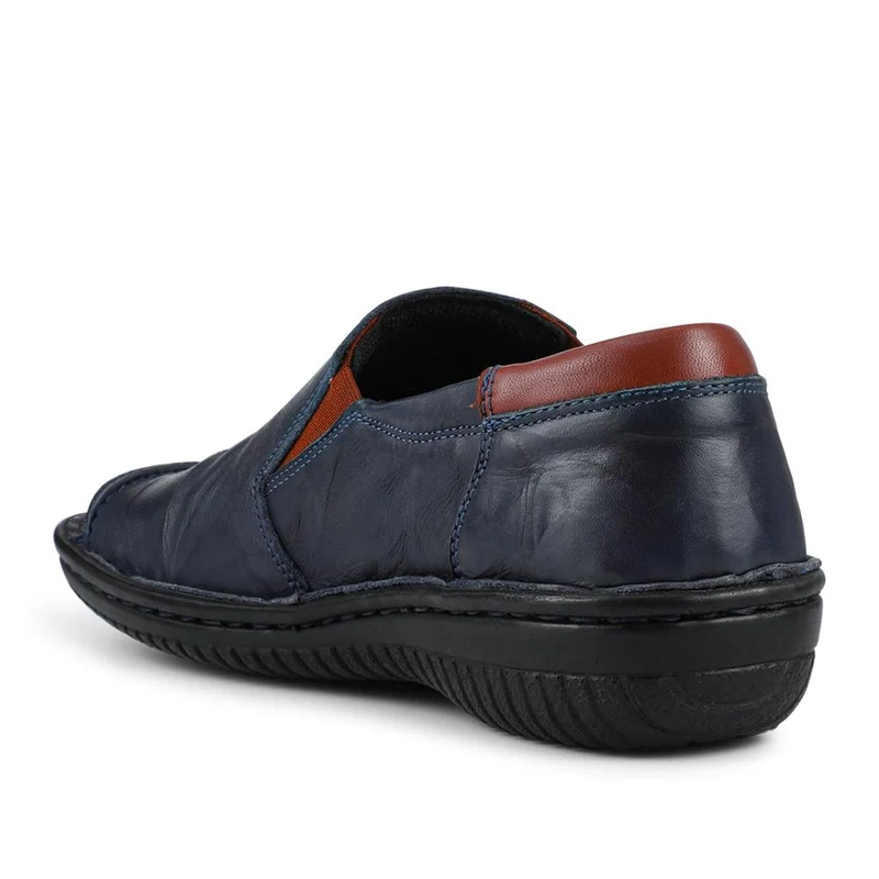 Loretta Leather Handmade Slip-On Loafers - HAK42014 / 328 517 - Navy Tan