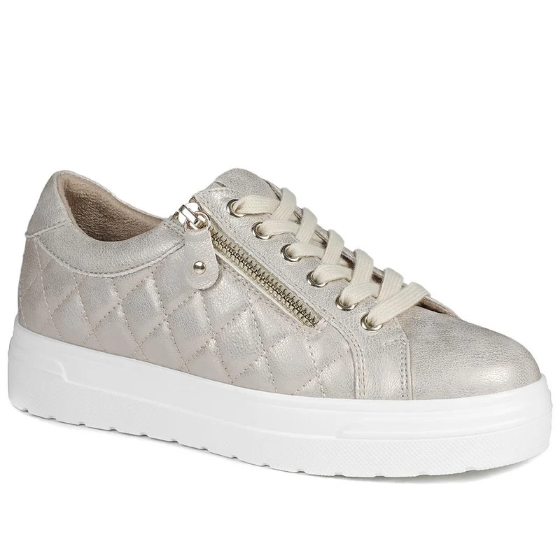 Bellissimo Wide Fit Zipped Trainers - BELWBINS43019 / 328 918 - Soft Gold