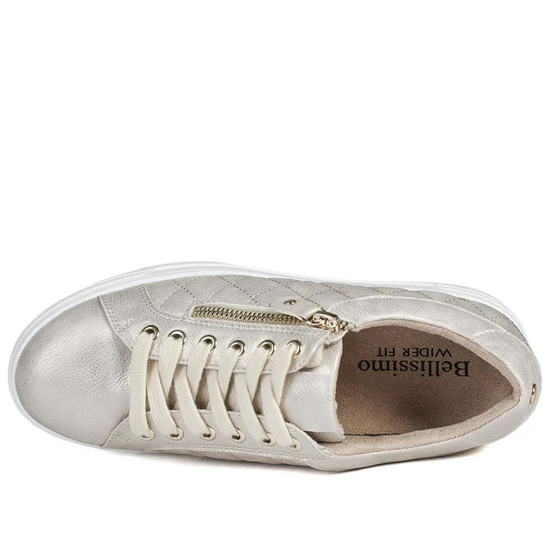 Bellissimo Wide Fit Zipped Trainers - BELWBINS43019 / 328 918 - Soft Gold