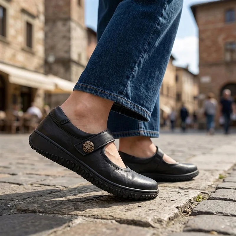 Loretta Leather Mary Janes - HAK42010 / 328 514 - Black-Black