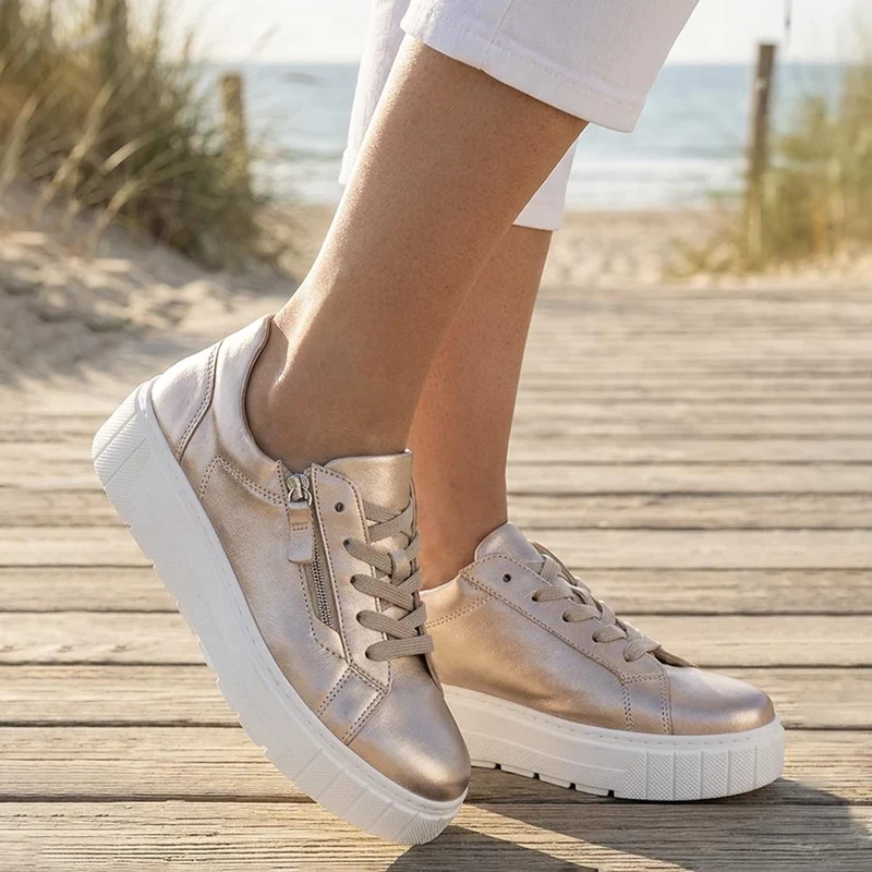 Gabor Zip & Lace Platform Trainers - GABC43508 / 330 406 - Gold