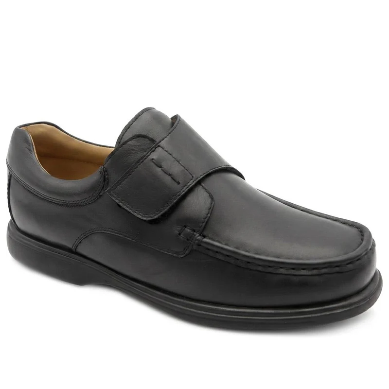 Wide Fit Smart Leather Adjustable Fasten Shoes - MOEN43010 / 329 583