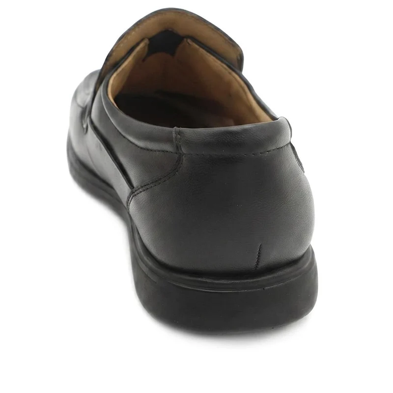 Wide Fit Smart Leather Slip On Shoes - MOEN43009 / 329 582 - Black