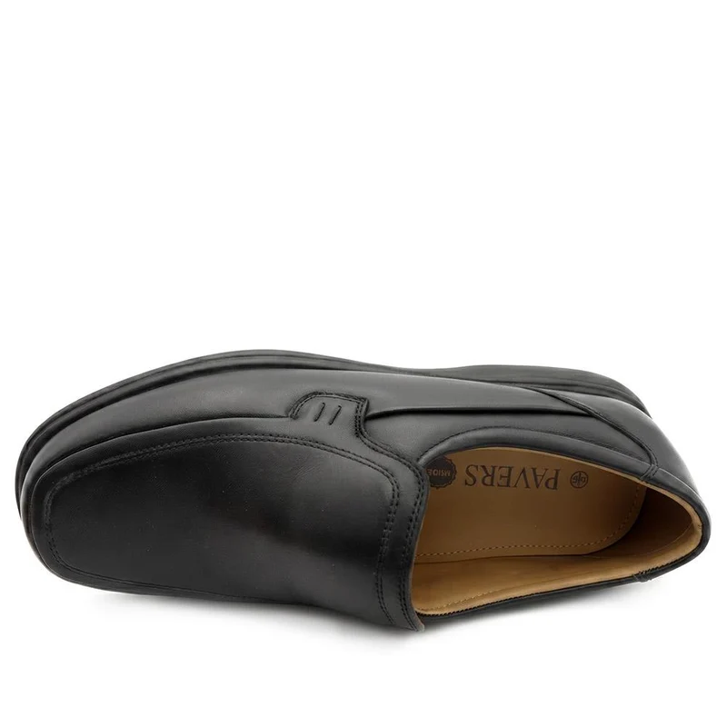 Wide Fit Smart Leather Slip On Shoes - MOEN43009 / 329 582 - Black