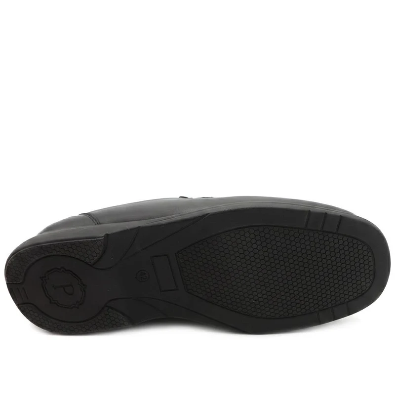Wide Fit Smart Leather Slip On Shoes - MOEN43009 / 329 582 - Black