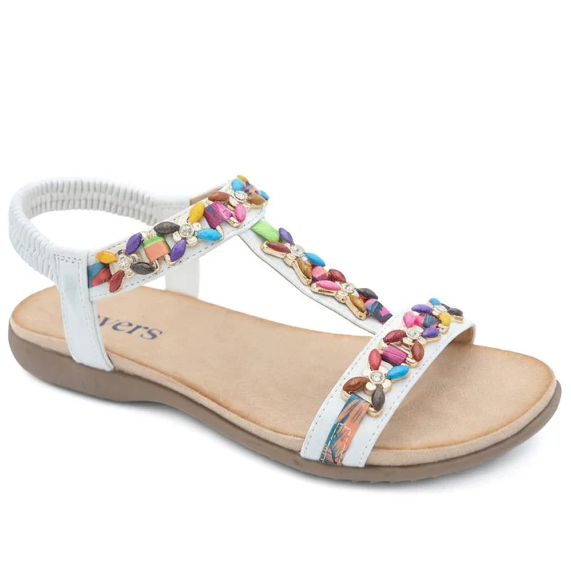 Elasticated Beaded Slip On Sandals - BAIZH43068 / 329 612