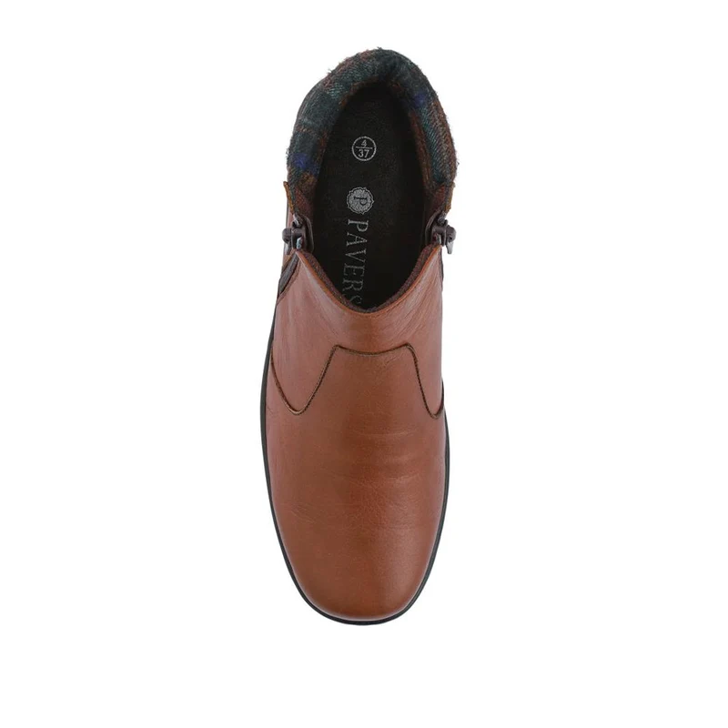 Wide-Fit Leather Lightweight Ankle Boots - LUCK42000 / 328 506 - Tan